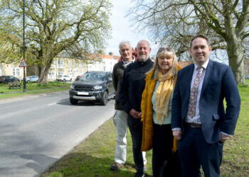 SAFETY FIRST: MP Sam Rushworth with Staindrop parish councillors Ed Chicken, Jonothan Raper and Dilys Caygill on the busy A688