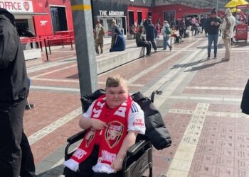 APPEAL: Cieran and Claire Chidzey are determined to make memories for their son Ryan who suffers from Duchenne muscular dystrophy. Their most recent memory making event included a trip to London for the avid football fan to see Arsenal play Chelsea