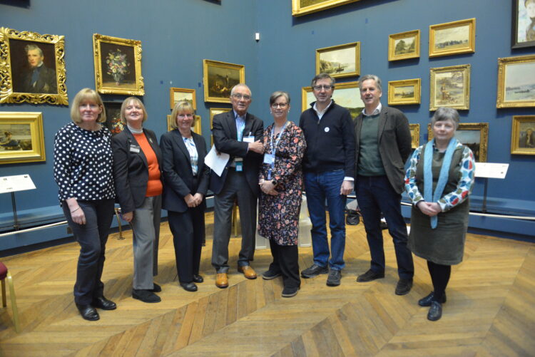 SAD DAY: Marking the closure of the Friends of The Bowes Museum charity are secretary Helen Rowell, Bowes Arts magazine editor Dorothy Blundell, treasurer Liz Beadle, chairman Colin Hardy, museum executive director Hannah Fox, president Earl of Ronaldshay Robin Dundas, member Lord Barnard and membership secretary Elaine Hicks