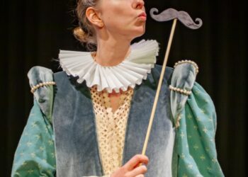 Sealed with a kiss: Phoebe Lorenz as Viola de Lessops and poster girl for The Castle Players’ summer outdoor production, Shakespeare in Love