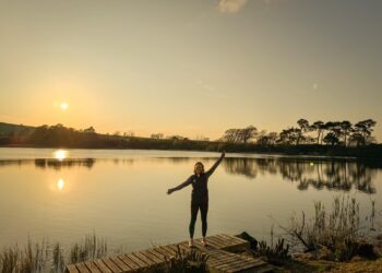 CRAG POND: Wild swimming sessions have been set up by new owners Abi Atkinson, pictured, and husband Rob through their Wilderness Company