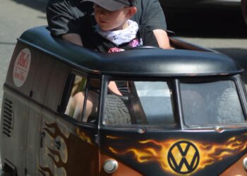 A miniature campervan from a past parade