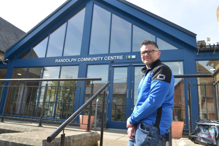 Cracking on: Manager John Bogle outside the Randolph Community Centre’s new look façade.