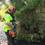 Clean-up at site of historic railway bridge