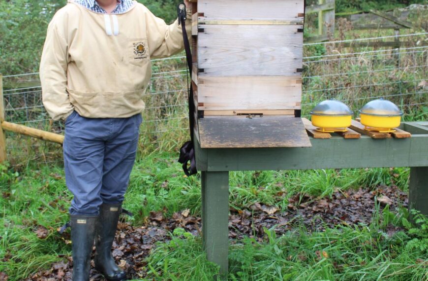 Tim’s buzzing about honey produced by his busy bees
