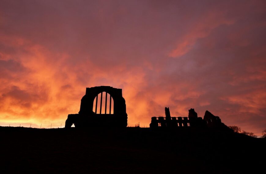 People gathering at Egglestone Abbey…