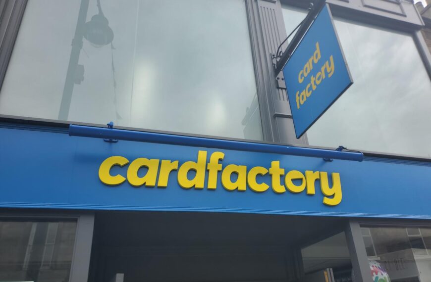 Row over Card Factory’s sign in Barnard Castle