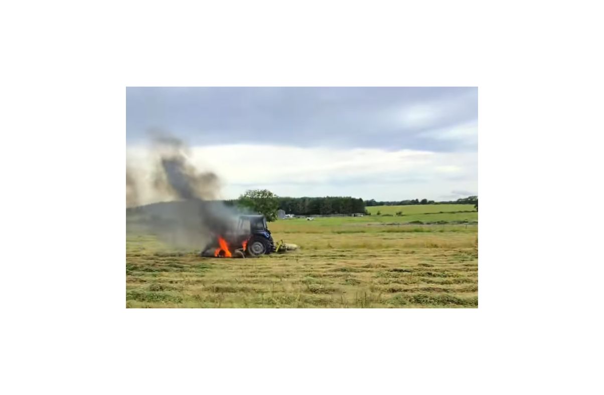 WATCH: Man tackles tractor blaze single-handed