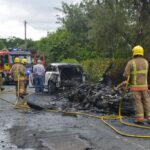 Blaze destroys caravan and two cars